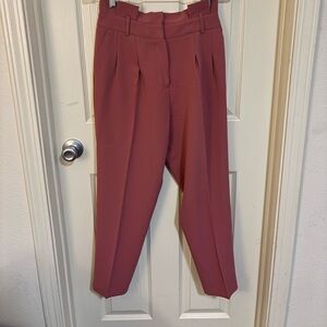 Topshop Paperbag Waist Pleated Pants Dusty Rose Pink High Rise Tapered Size 6